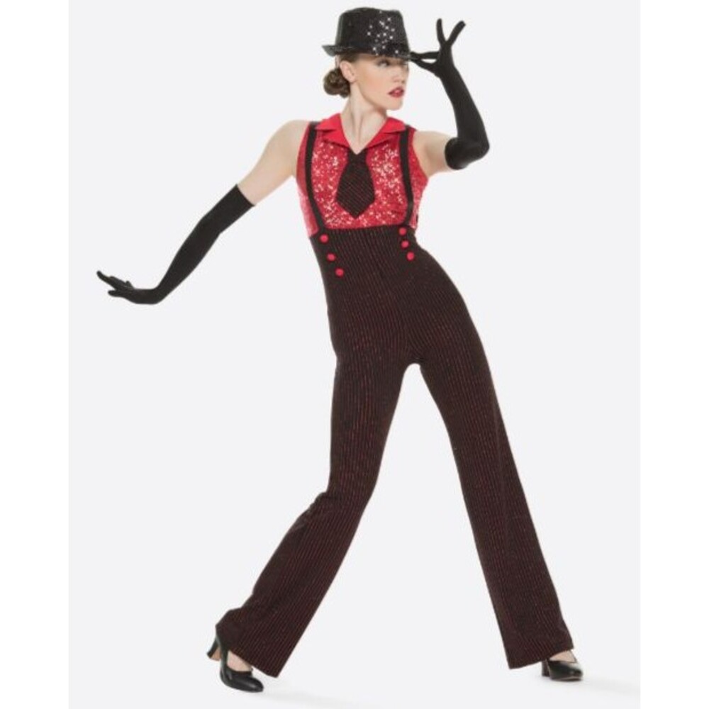 Revolution Minnie the Moocher Costume Black And Red Sequins Pinstripe SZ S